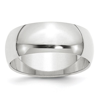 Black Bow Jewelry 7mm to 12mm 10K White Gold Half Round Standard Fit Band