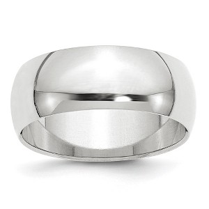 Black Bow Jewelry 7mm to 12mm 14K White Gold Half Round Standard Fit Band - 1 of 4