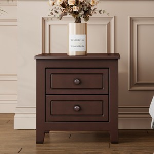 Mid Century Retro Bedside Table Nightstand with 2 Drawers, Pine and MDF, Easy Assembly, Compact Storage-The Pop Home - 1 of 4