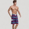 Anna-Kaci Swim Men's Vibrant Stripe Swim Trunks with Wave-Inspired Pattern and Drawstring Waistband in Quick-Dry Fabric - 3 of 4