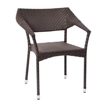 Flash Furniture Jace Commercial Grade Stacking Patio Chair, All Weather PE Rattan Wicker Patio Dining Chair