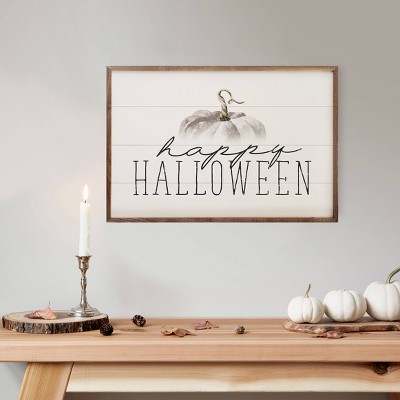 Kendrick Home Happy Halloween Pumpkin Wall Art White