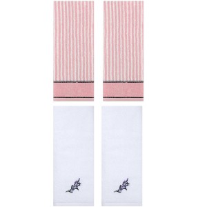REGALWOVEN 4 Pcs Striped Pattern Soft Absorbent Cotton Hand Towels 13 x 29 Inch - 1 of 4