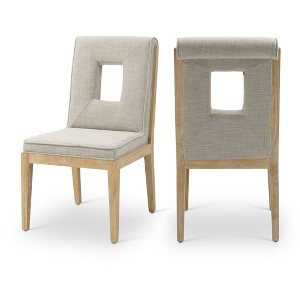 Meridian Furniture,Gwendolyn Linen Textured Fabric Dining Side Chair, Set of 2 - 1 of 4