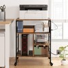 3-Tier Mobile Printer Cart with Power Outlets, Heavy Duty Utility Storage Cart – Rolling Printer Stand with Ample Storage for Home and Office - 2 of 4