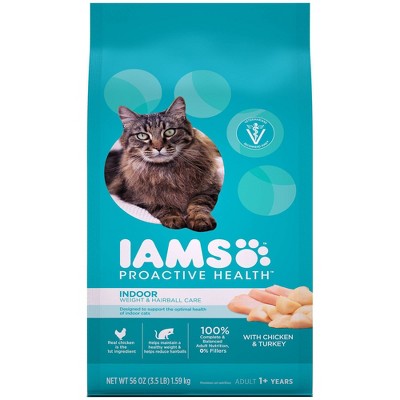 Iams Proactive Health Indoor Weight & Hairball Care with Chicken & Turkey Adult Premium Dry Cat Food - 3.5lbs