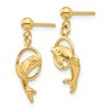 Black Bow Jewelry Dolphin & Hoop Dangle Post Earrings in 14k Yellow Gold - 2 of 4