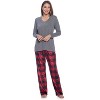 Ashford & Brooks Women's Long Sleeve Cotton Top Fleece Pants Pajama Set - 2 of 4