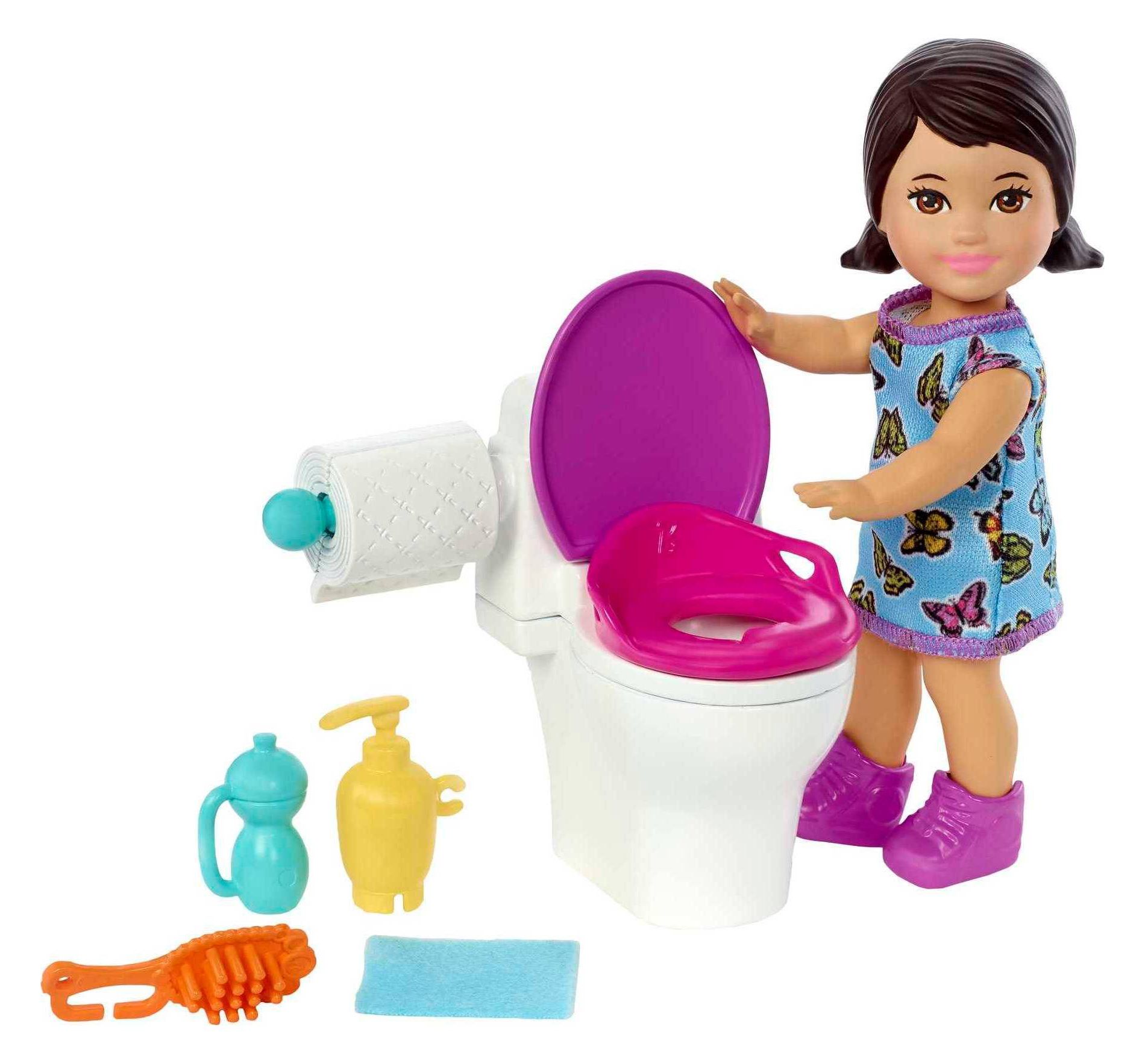 Barbie Skipper Babysitters Inc Doll Set with Toilet