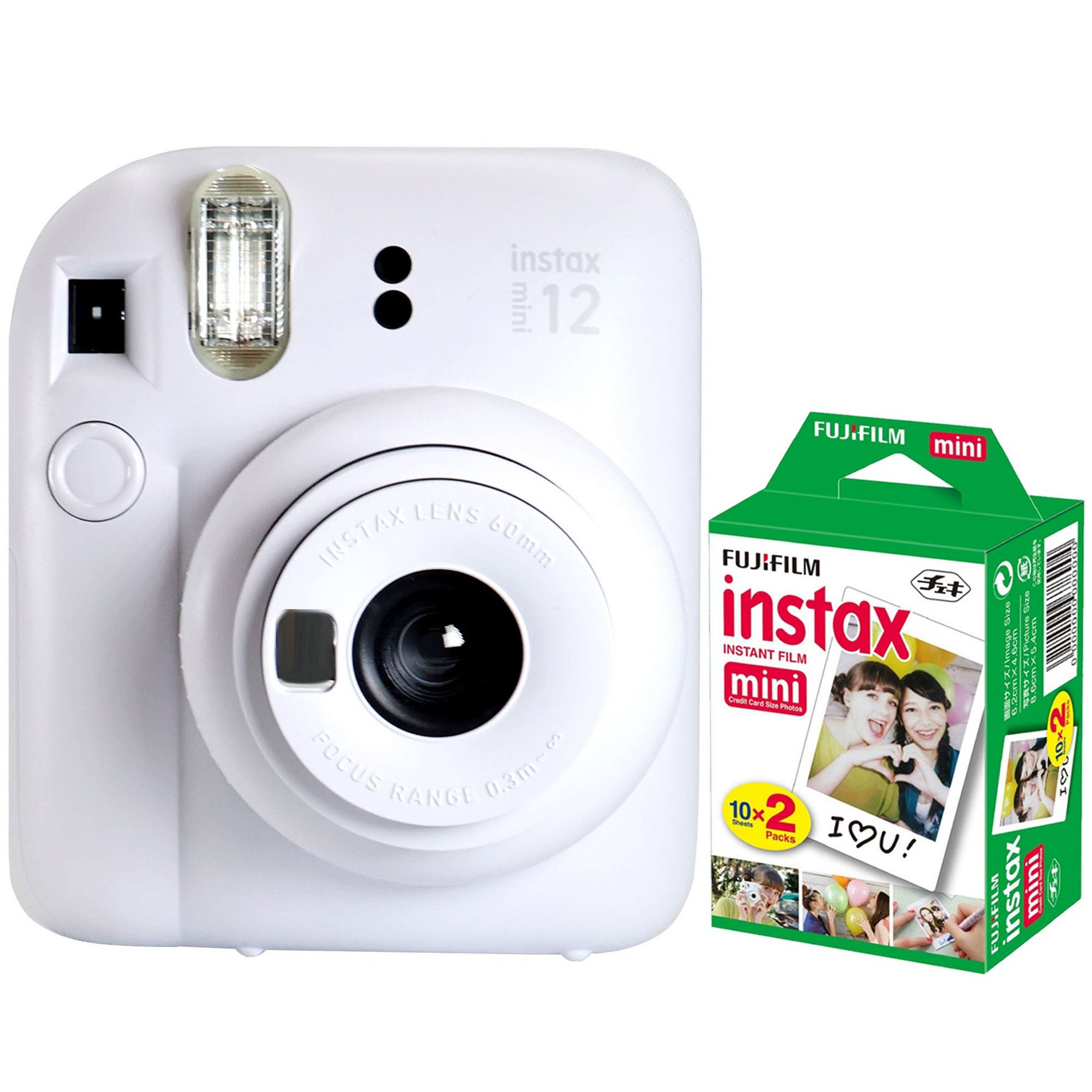 Fujifilm Instax Mini 12 Instant Camera (Clay White) Bundle