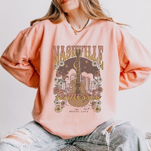 Simply Sage Market Women's Lightweight Garment Dyed Graphic Sweatshirt Nashville Tennessee Flowers - 1 of 4