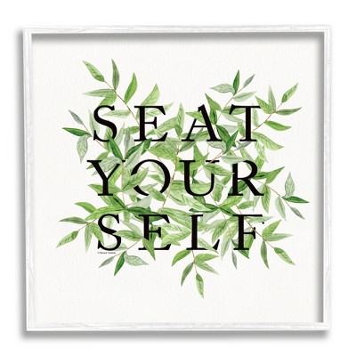 Stupell Industries Seat Yourself Botanical Leaf Bathroom Framed Giclee