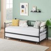 Twin Size Daybed Frame, Metal Daybed with Floral Headboard, Steel Slats Supports, Space-Saving Multifunctional for Living Room - 4 of 4