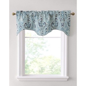 HLC.ME Paris Paisley Rod Pocket Short Scalloped Curtain Valance Basement, Bathroom, Kitchen and Small Windows - 1 of 4