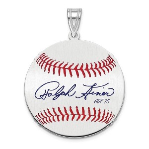 Black Bow Jewelry Sterling Silver Ralph Kiner Signature MD Enamel Baseball Pendant - 1 of 4