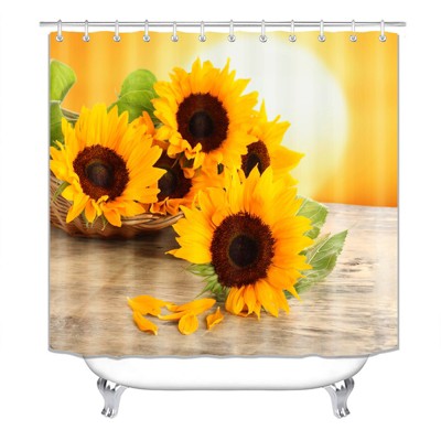 Sunflower And Sunset Shower Curtains for Bathroom Waterproof Fabric Bath Curtain Durable Soft Stylish Bathroom Decor 72x72 Inch