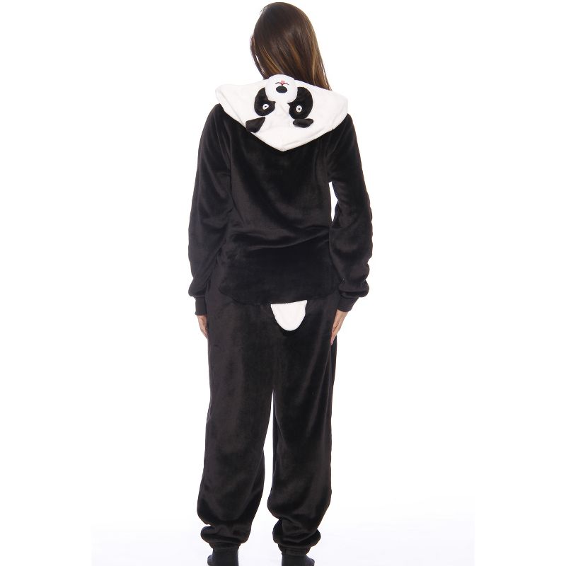 Just Love Womens One Piece Velour Panda Adult Onesie Hooded Pajamas, 4 of 5