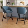 SEVOBAL 27" Bar Stools Set of 2 Upholstered Bar Stool with Back Counter Height Barstools for Home Kitchen Island Living Room, Blue, 23"*24"*20" - 2 of 4