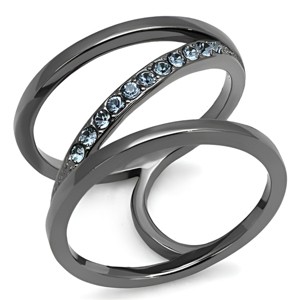 Slickblue Black Stainless Steel Women's Ring with Capri Blue Simulated Crystal, Size 5 - 1 of 4