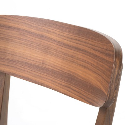 Set of 2 Dark Grey Upholstered Walnut Dining Chairs