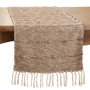 Saro Lifestyle Long Table Runner With Striped Design, Beige, 16" x 72" - 1 of 3