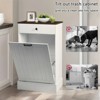 Tilt Out Trash Can Cabinet, Farmhouse Laundry Hamper Cabinet with Drawer, Hidden Wooden Trash Garbage Can Bin - 2 of 4