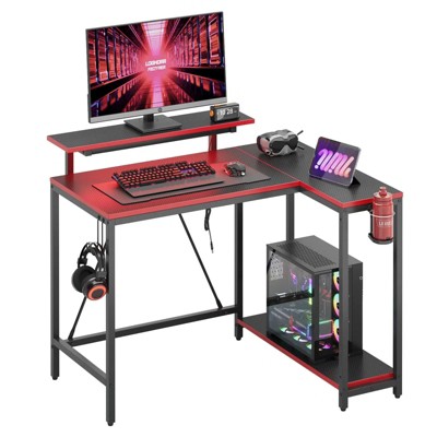 Pinmoco 42 Inch Corner Computer Desk with Monitor Stand