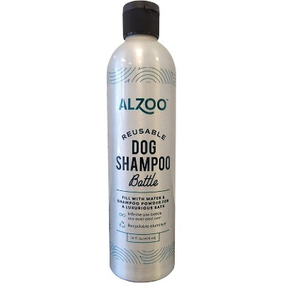 ALZOO Reusable, Refillable Shampoo Bottle for Dogs, Fill W/ Water & Concentrated Shampoo Powder, Recyclable Aluminum, Holds 16 Oz.
