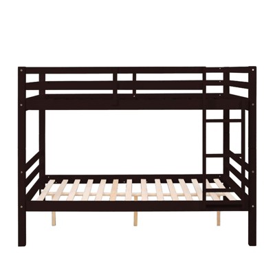 AZL1 Life Concept Beds Full Bunk Bed Elevated Guardrails Versatile Functionality Enhanced Bed Frame Design for Kids, Espresso, 79.13"*59.06"*61.81"