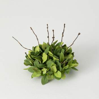 Sullivans Artificial Ruscus Leafy Twig Half Orb 7"H Green