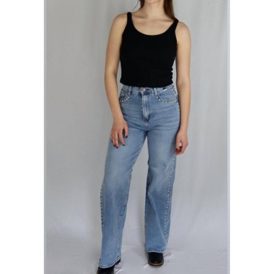Women's Star Studded Wide-Leg Jeans - Vibrant M.I.U