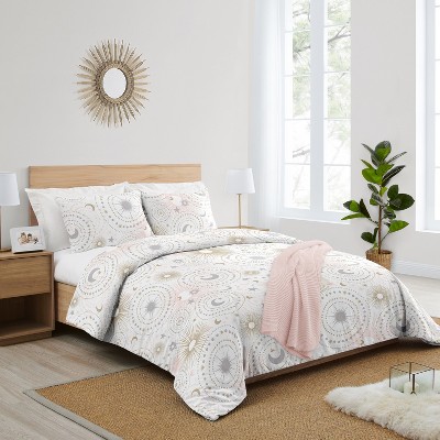 Sweet Jojo Designs Full/Queen Comforter Bedding Set Celestial Pink Gold and Grey 3 pc — фото 2