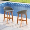 Costway Outdoor Faux Rattan Bar Chairs Set of 2/4 Solid Acacia Wood Bar Stools for Porch Brown/Gray - 3 of 4