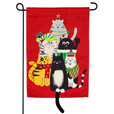 Christmas Cats Garden Burlap Flag