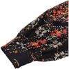 Amaryllis Women’s Black Floral Button Down Blouse with Balloon Long Sleeves Collar Neckline Lightweight - 4 of 4