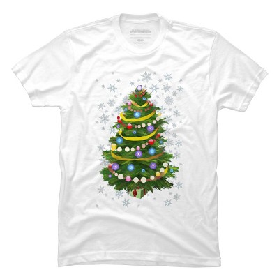 Men's Design By Humans Christmas Tree and Snowflakes By IvaW T-Shirt