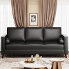 86" Leather Sofa, Mid-Century Modern Couch, Faux Leather Couch with Deep Seats, 3-Seat Sofa for Living Room, Office - 3 of 4