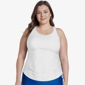 Calypsa Women's Plus Size Maya Tankini Swim Top With Built-in Bra - 1 of 4