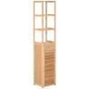 kleankin Tall Bathroom Cabinet with Drawer and Slatted Shelves, Slim Bamboo Linen Tower with Louvered Door, Natural - 4 of 4