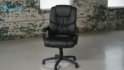 Ergonomic High-Back Black Leather Swivel Office Chair with 360° Swivel