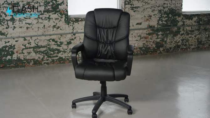 Flash Furniture Flash Fundamentals Big & Tall 400 lb. Rated LeatherSoft Swivel Office Chair with Padded Arms, 2 of 15, play video