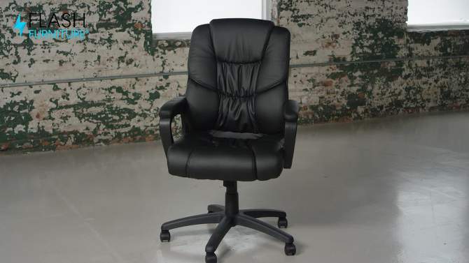 Flash Furniture Flash Fundamentals Big & Tall 400 lb. Rated LeatherSoft Swivel Office Chair with Padded Arms, 2 of 18, play video