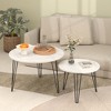 Lyngins 2-Piece Round Nesting Coffee Table Set, Circular Nesting End Table Set with Imitation Marble Top, Sturdy Metal Frame, MDF Construction - 2 of 4