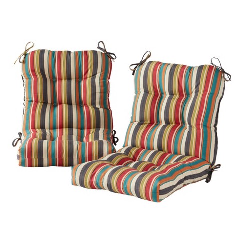 Kensington Garden 2pc 21x21 Striped Outdoor Seat and Back Cushion Set  Sunset