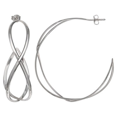 Women's Braided Hoop Earrings in Silver Plate - Gray (50mm)