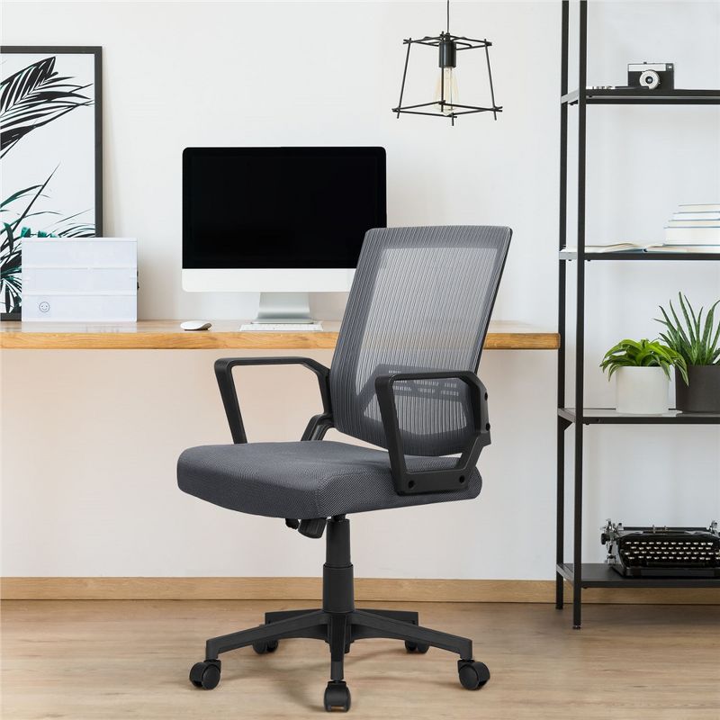 Yaheetech Adjustable Mid-Back Office Chair Computer Chair with Wheels, 3 of 10