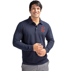 Cleveland Guardians1 Cutter & Buck Advantage Eco Tri-Blend Pique Mens Long Sleeve Polo - Liberty Navy - 1X Large - 1 of 1