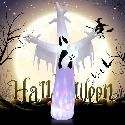 Costway 8FT Giant Halloween Inflatable Ghost Outdoor Decor w/LED Colorful Rotating Light