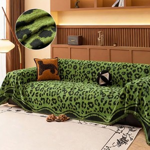 Bekrvio Leopard Print Chenille Couch Covers for Pets Washable