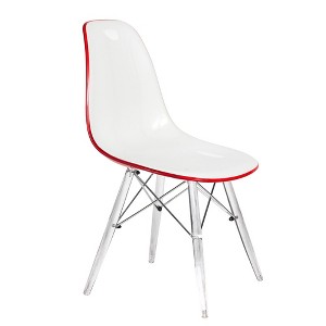 LeisureMod Cresco Mid-Century Modern Acrylic Dining Chair with Acrylic Dowel Eiffel Legs – Kitchen & Dining Room Chair - 1 of 4
